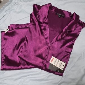 INC International Concepts Women's Satin Pajama Set Ripe Plum Size XXL